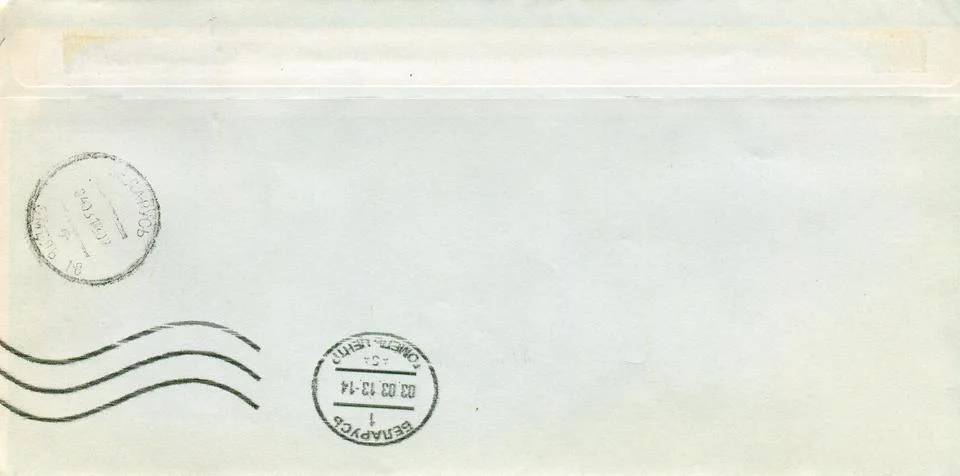 The postage envelope. 스톡 사진