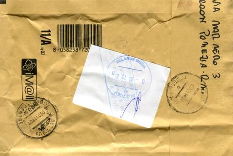 The postage envelope. 스톡 사진