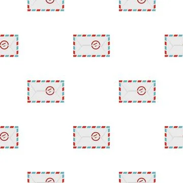 Postage envelope with stamp pattern flat Stock Illustration