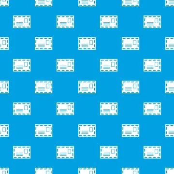 Postage envelope with stamp pattern seamless blue Stock Illustration