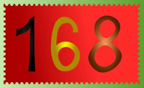 Postage stamp with 168 number Stock Illustration