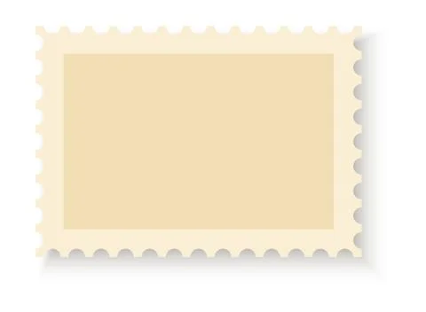 Postage stamp. Blank postal frame with perforation holes, beige empty sticker Stock Illustration