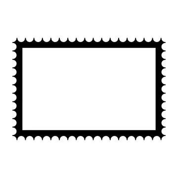 Postage stamp border frame perforated edge template isolated rectangular em.. Illustrazione stock