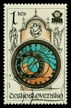 Postage stamp. Clock tower. Foto stock