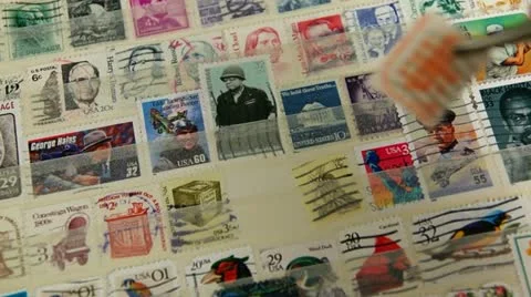 Postage Stamp Collection (2) Stock Footage 10880381
