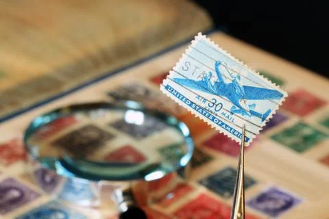Postage stamp collection Stock Photos