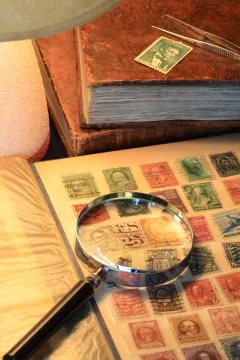 Postage stamp collection Stock Photos