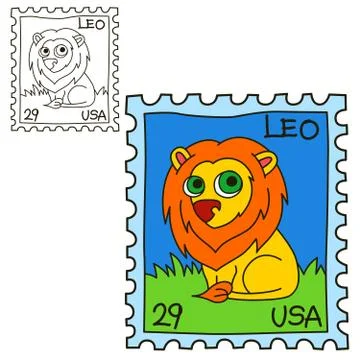 Postage stamp. Coloring book page Illustrazione stock