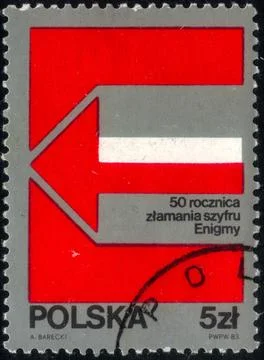 Postage stamp dedicated to the Enigma Decoding Machine, 50th Anniversary, c.. Stock Photos