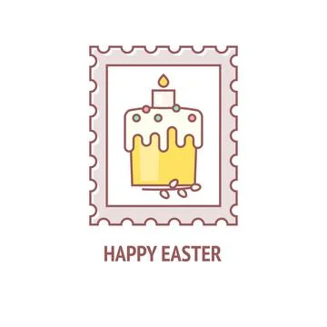 A Postage Stamp with Easter Cake Stock Illustration