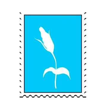 Postage stamp with flower. Flat simple style vector illustration for design Stock Illustration