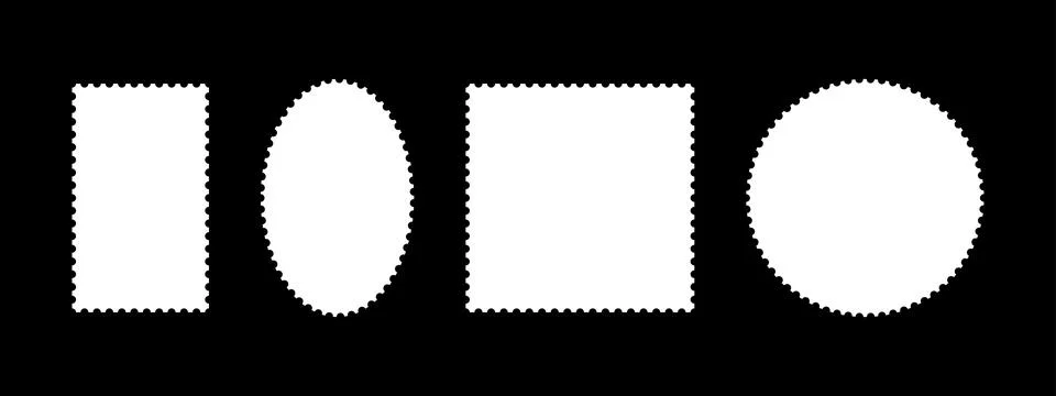 Postage stamp frames. Empty borders, white backdrops for postcards Stock Illustration