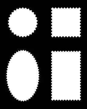 Postage stamp frames mockups set. Empty borders, backdrops for postcard, letter イラスト素材