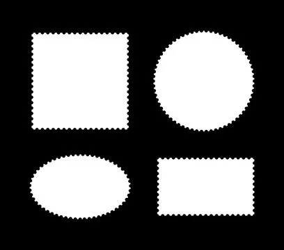 Postage stamp frames samples. Tags, boxes, sticker, labels, coupons, mail, curvy Stock Illustration