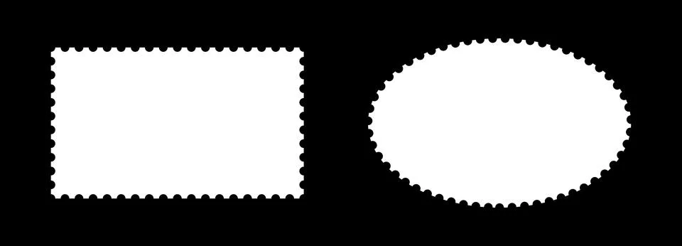 Postage stamp frames set. Empty borders collection, backdrops for postcards Stock Illustration