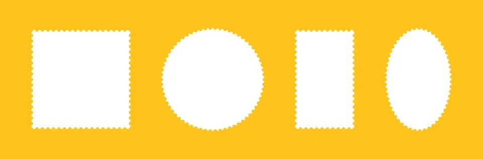 Postage stamp frames template. Set of empty borders, backdrops for postcards Stock Illustration