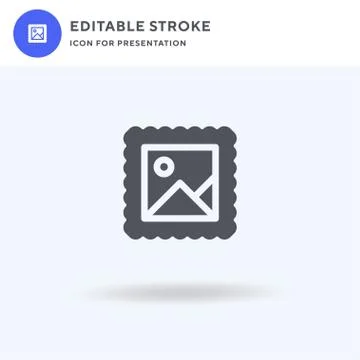 Postage Stamp icon vector, filled flat sign, solid pictogram isolated on white Stock Illustration