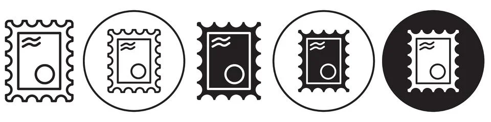 Postage stamp icon vector set collection for web Illustrazione stock