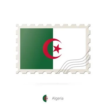 Postage stamp with the image of Algeria flag. Stock Illustration