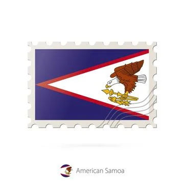 Postage stamp with the image of American Samoa flag. Stock Illustration