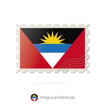 Postage stamp with the image of Antigua and Barbuda flag. Stock Illustration