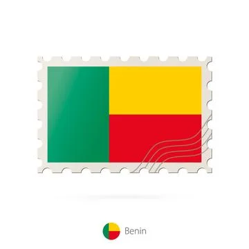 Postage stamp with the image of Benin flag. Stock Illustration