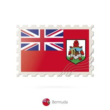 Postage stamp with the image of Bermuda flag. Stock Illustration