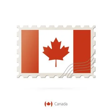 Postage stamp with the image of Canada flag. 库存插图