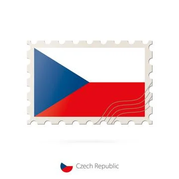 Postage stamp with the image of Czech Republic flag. Stock Illustration