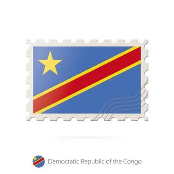 Postage stamp with the image of DR Congo flag. Stock Illustration