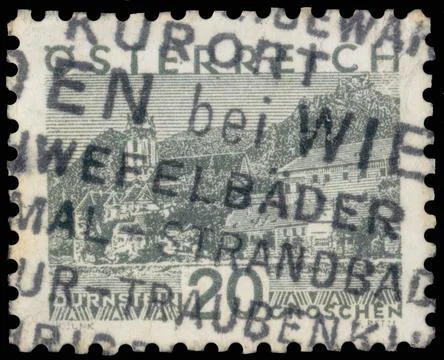 Postage stamp with the image of Duernstein, Lower Austria. From the series .. Stock Photos