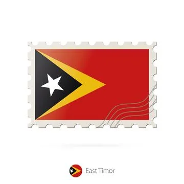 Postage stamp with the image of East Timor flag. Stock Illustration