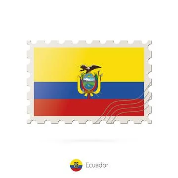 Postage stamp with the image of Ecuador flag. Stock Illustration
