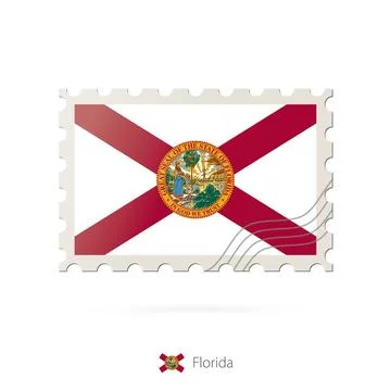 Postage stamp with the image of Florida state flag. Stock Illustration