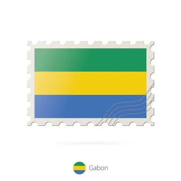 Postage stamp with the image of Gabon flag. Stock Illustration