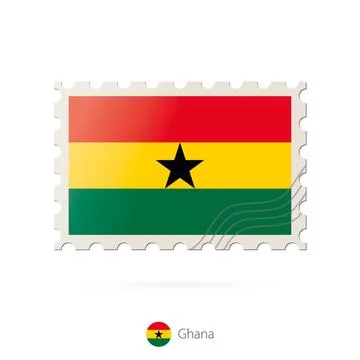Postage stamp with the image of Ghana flag. Stock Illustration