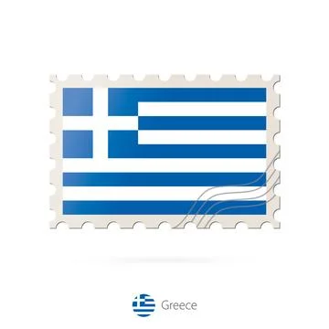 Postage stamp with the image of Greece flag. Stock Illustration