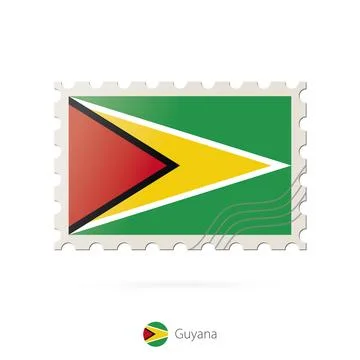 Postage stamp with the image of Guyana flag. Иллюстрация
