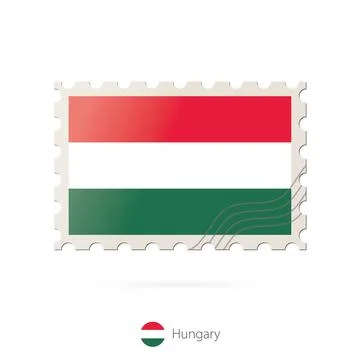 Postage stamp with the image of Hungary flag. Illustrazione stock