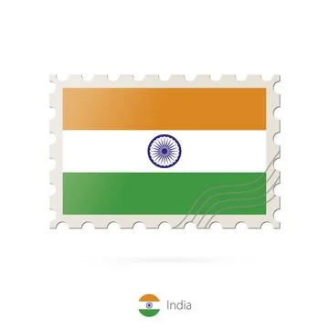 Postage stamp with the image of India flag. Stock Illustration