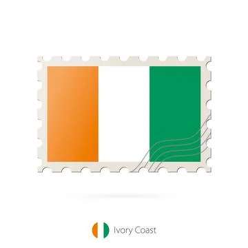 Postage stamp with the image of Ivory Coast flag. Stock Illustration