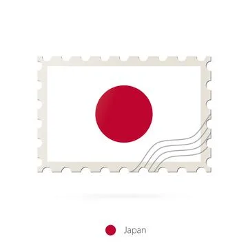 Postage stamp with the image of Japan flag. Stock Illustration