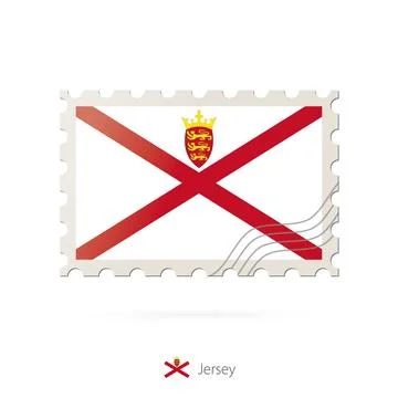 Postage stamp with the image of Jersey flag. Stock Illustration