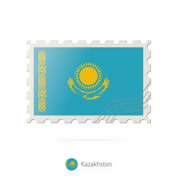 Postage stamp with the image of Kazakhstan flag. Ilustración de archivo