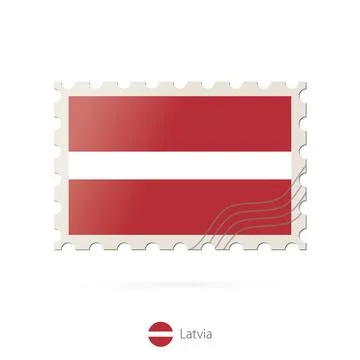 Postage stamp with the image of Latvia flag. Stock Illustration