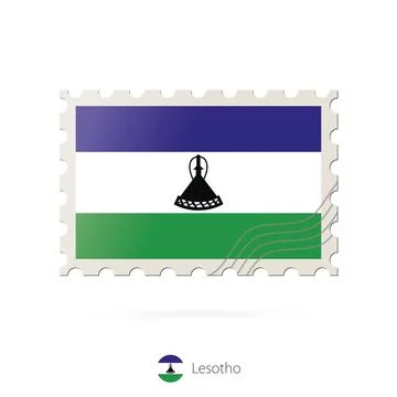 Postage stamp with the image of Lesotho flag. Stock Illustration