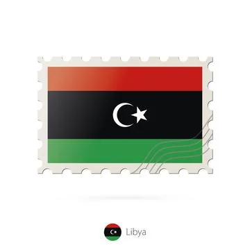 Postage stamp with the image of Libya flag. Stock Illustration
