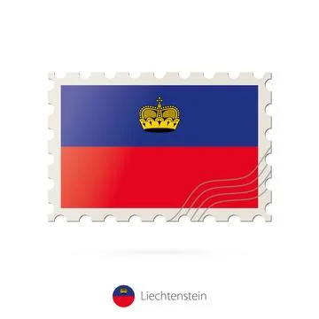 Postage stamp with the image of Liechtenstein flag. Stock Illustration