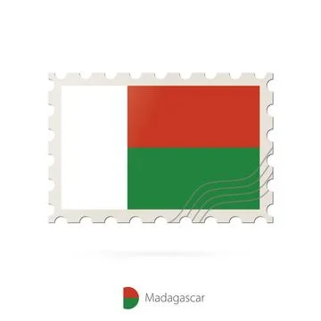Postage stamp with the image of Madagascar flag. Stock Illustration