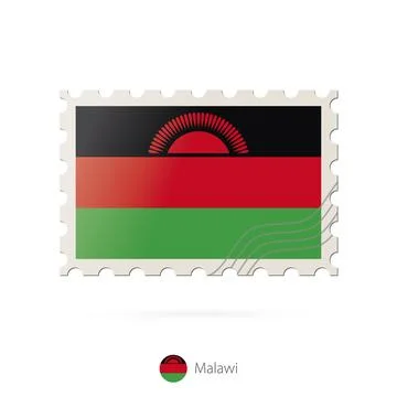 Postage stamp with the image of Malawi flag. Stock Illustration